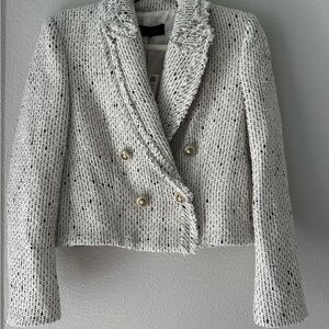 Zara Cream Tweed Women's Cropped Blazer